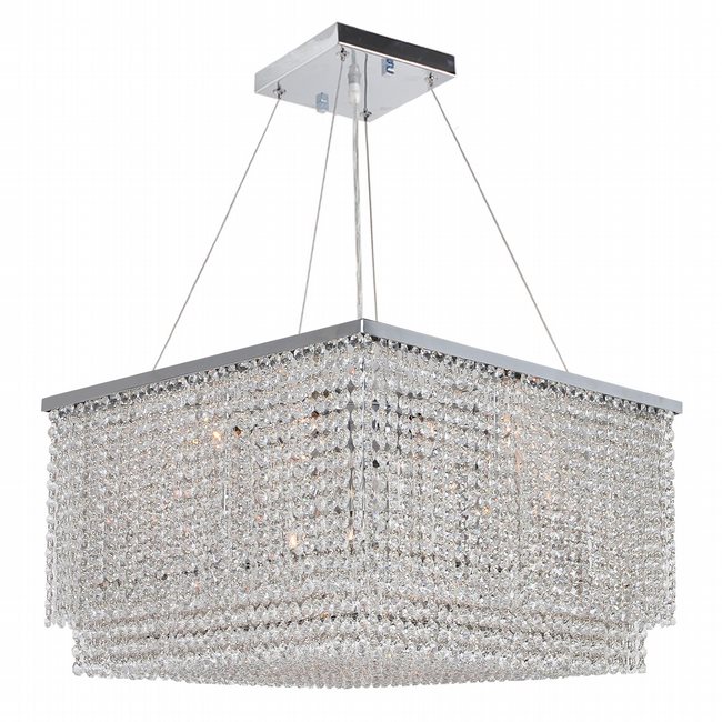 Prism Collection 12 Light Chrome Finish and Clear Crystal Square Chandelier 20" L x 20" W x 12" H Medium