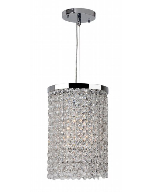 Prism Collection 1 Light Chrome Finish and Clear Crystal Round Pendant 6" D x 10" H Mini