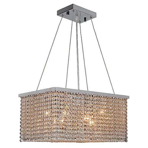 Prism Collection 8 Light Chrome Finish and Clear Crystal Rectangle Chandelier 20" L x 12" W x 10" H Medium