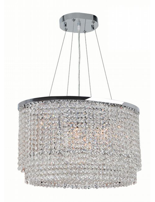 Prism Collection 8 Light Chrome Finish and Clear Crystal Oval Chandelier 20" L x 12" W x 12" H Medium