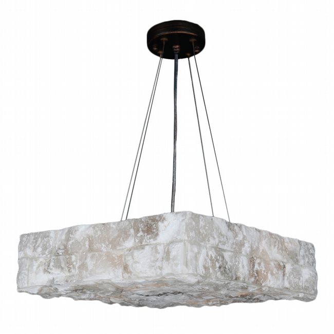 Pompeii Collection 4 Light Flemish Brass Finish and Natural Quartz Square Pendant 16" L x 16" W x 4" H Small