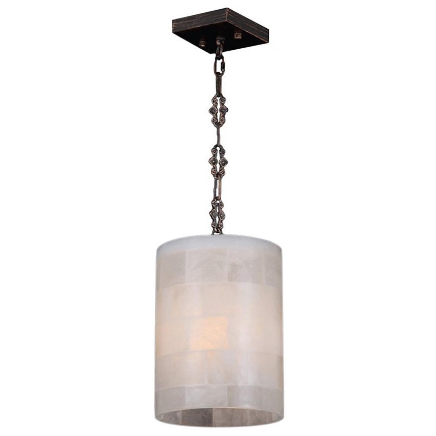 Pompeii Collection 1 Light Flemish Brass Finish and Natural Quartz Round Pendant 6