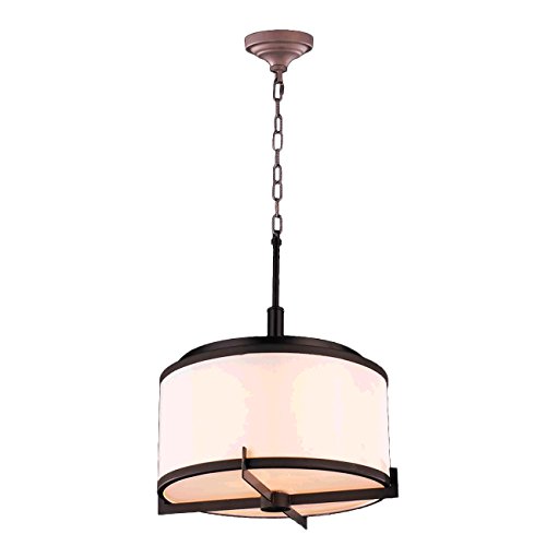 Madeline Collection 5 Light LED Dark Bronze Finish with Bisque Drum Shade Pendant 12" D x 13" H Small