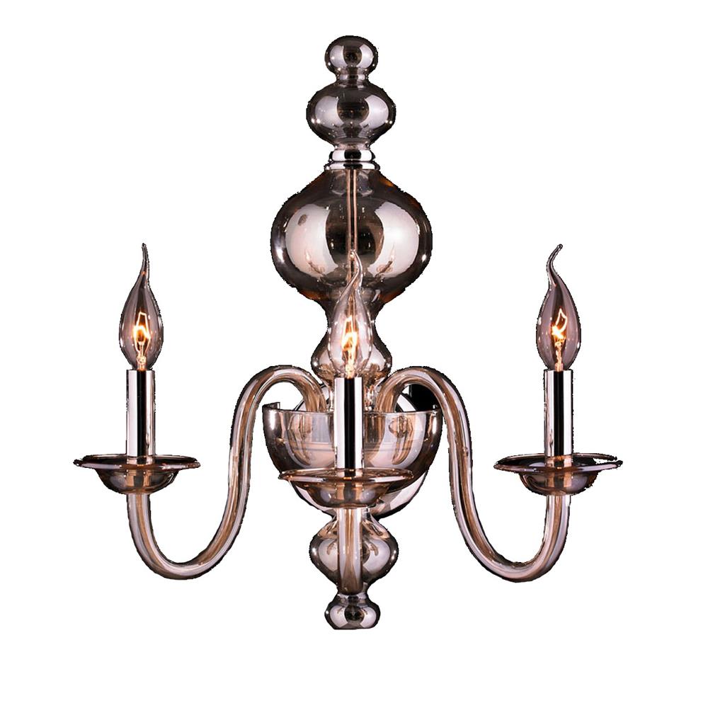 Murano Collection 3 Light Chrome Finish and Golden Teak Crystal Wall Sconce 16