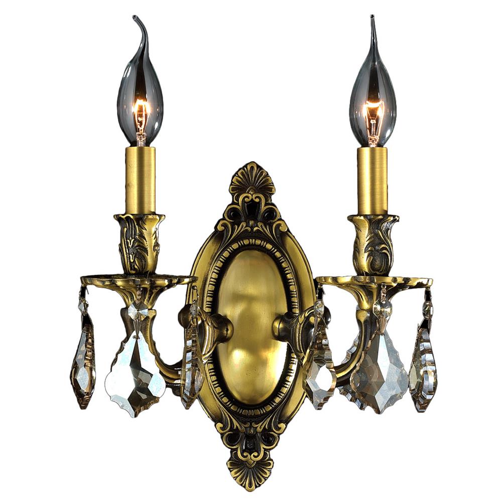 Windsor Collection 2 Light Antique Bronze Finish & Golden Teak Crystal Candle Wall Sconce 9