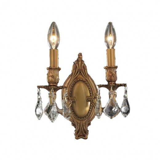 Windsor Collection 2 Light French Gold Finish Crystal Candle Wall Sconce 9