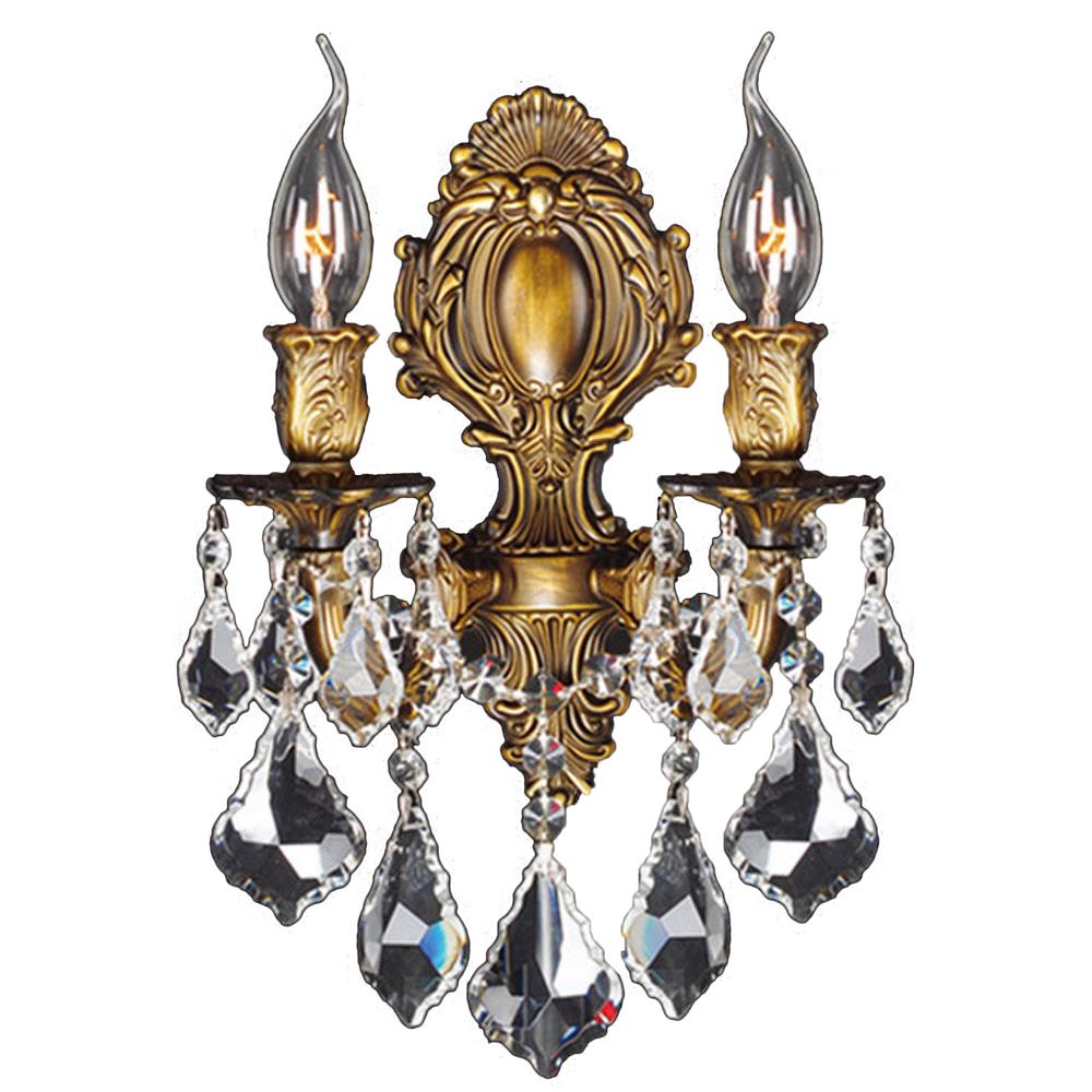 Versailles Collection 2 Light Antique Bronze Finish Crystal Candle Wall Sconce 12