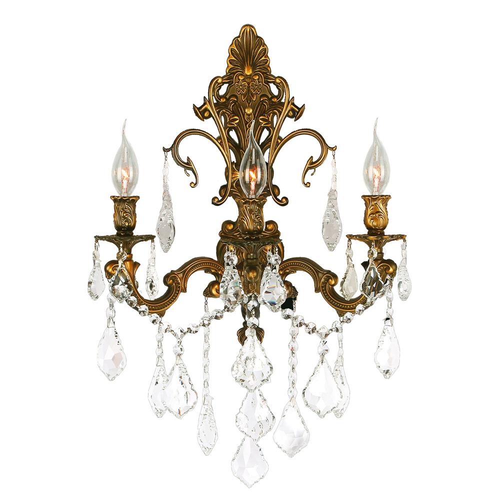 Versailles Collection 3 Light French Gold Finish Crystal Wall Sconce 17