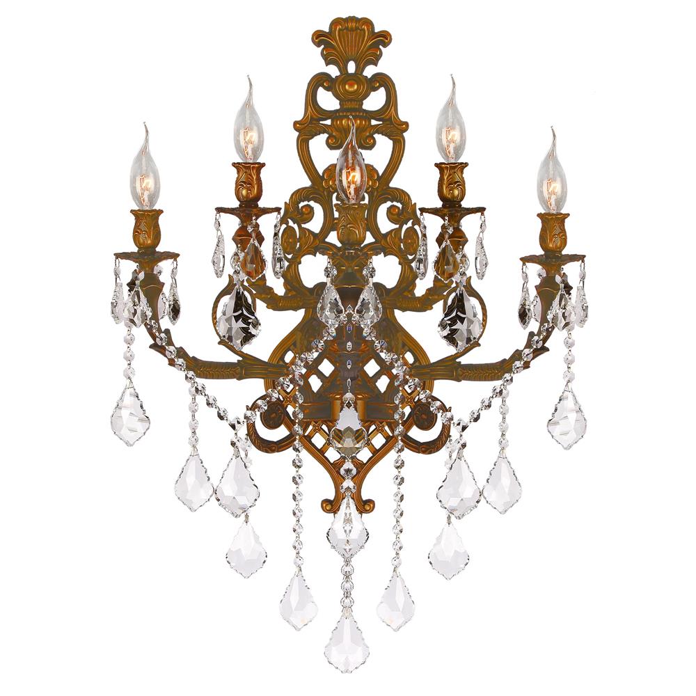 Versailles Collection 5 Light French Gold Finish Crystal Wall Sconce 19