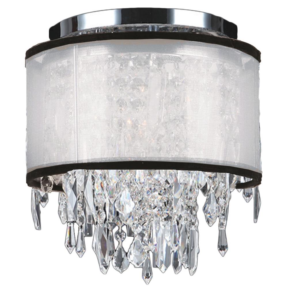 Tempest Collection 4 Light Chrome Finish Crystal Flush Mount Ceiling Light with White Organza Shade 12