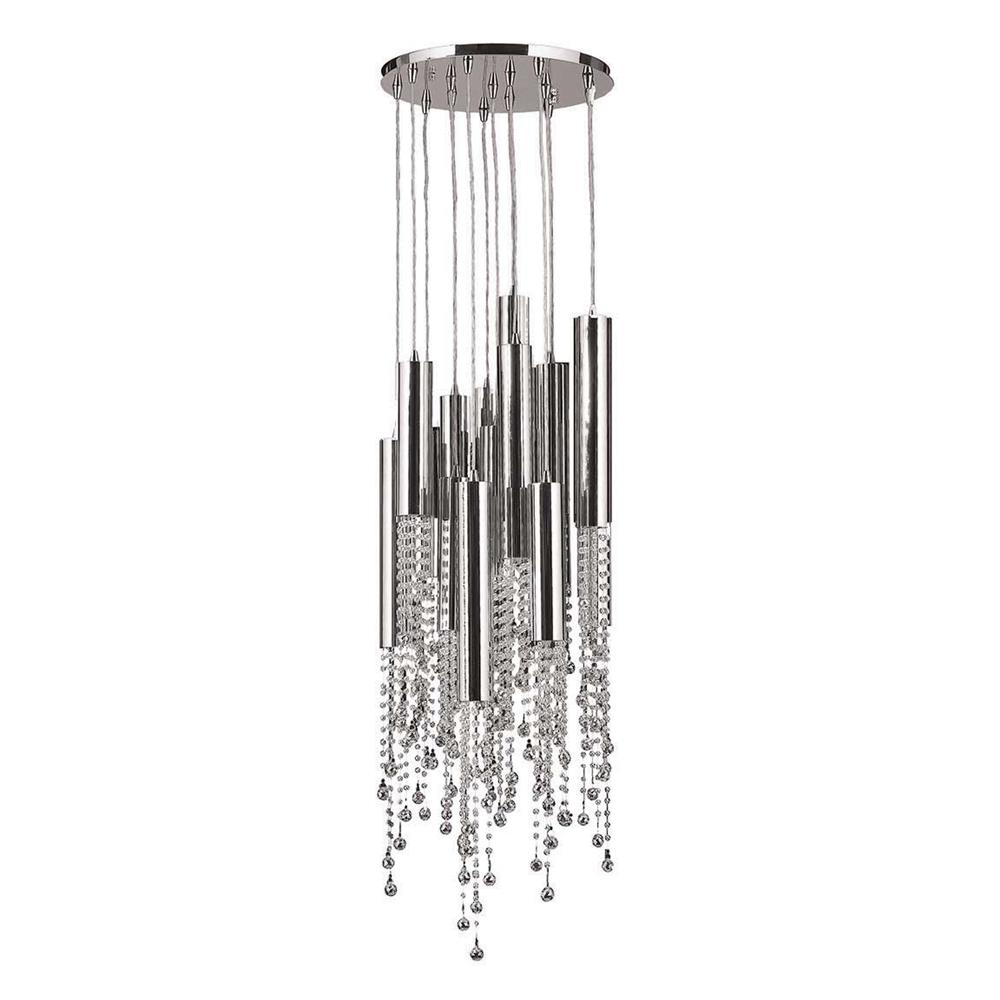 Metropolis Collection 15 Light Halogen Chrome Finish and Clear Crystal Flush Mount 16