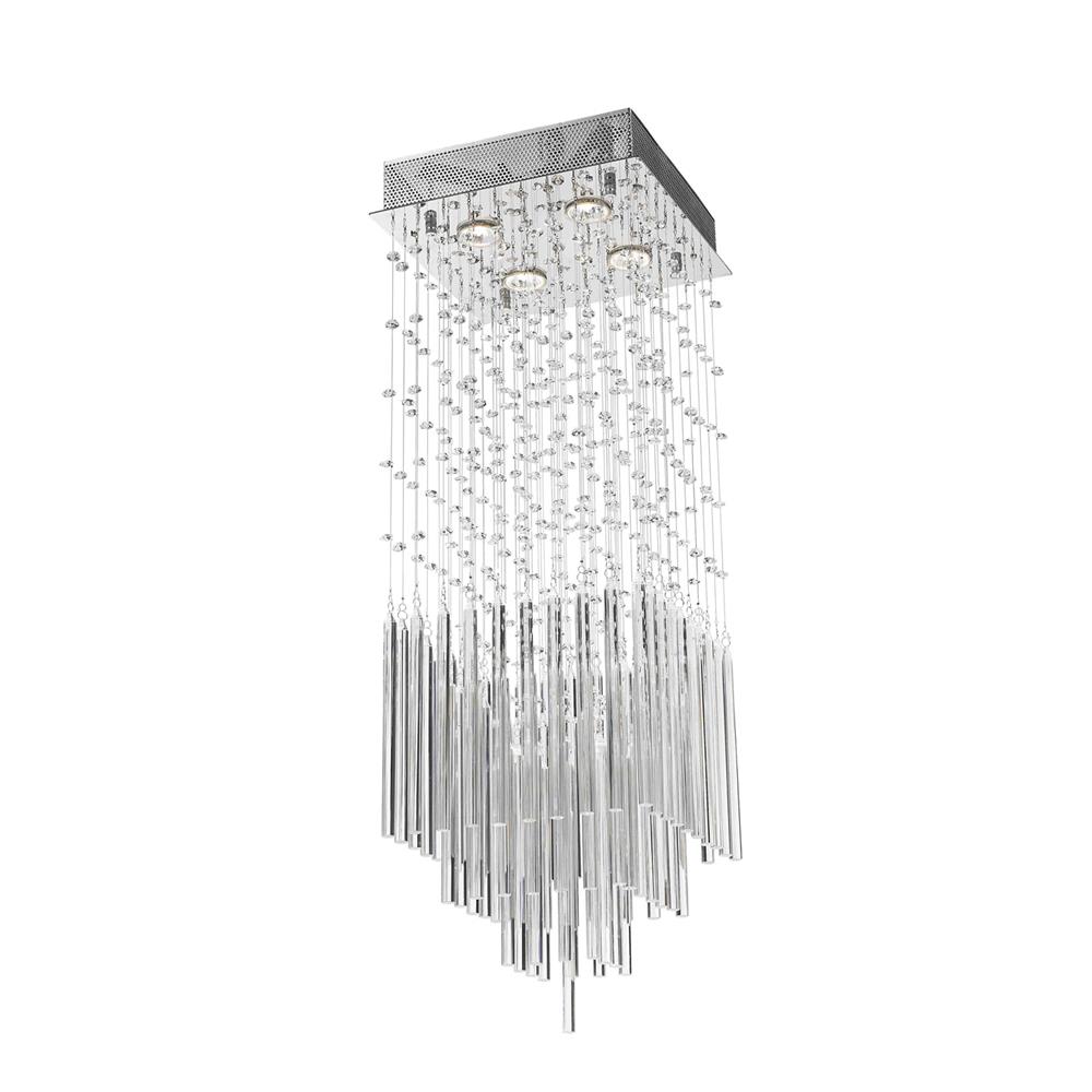 Torrent Collection 4 Light Chrome Finish and Clear Crystal Flush Mount Ceiling Light 12" L x 12" W x 36" H Square Small