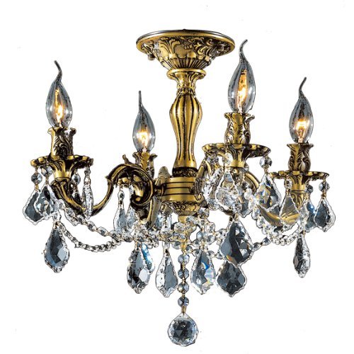 Windsor 4 light Antique Bronze Finish with Clear Crystal Ceiling Light