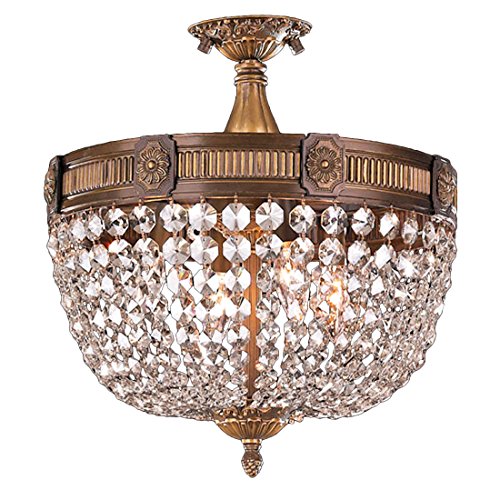 Winchester Collection 4 Light Antique Bronze Finish and Clear Crystal Semi Flush Mount Ceiling Light 16