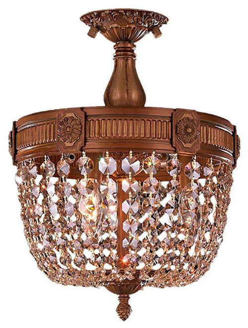 Winchester Collection 3 Light French Gold Finish and Clear Crystal Semi Flush Mount Ceiling Light 12