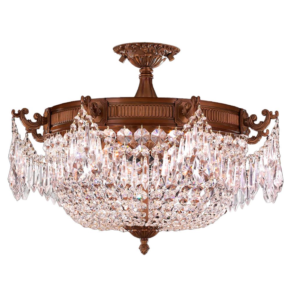 Winchester Collection 4 Light Antique Bronze Finish and Clear Crystal Semi Flush Mount Ceiling Light 24