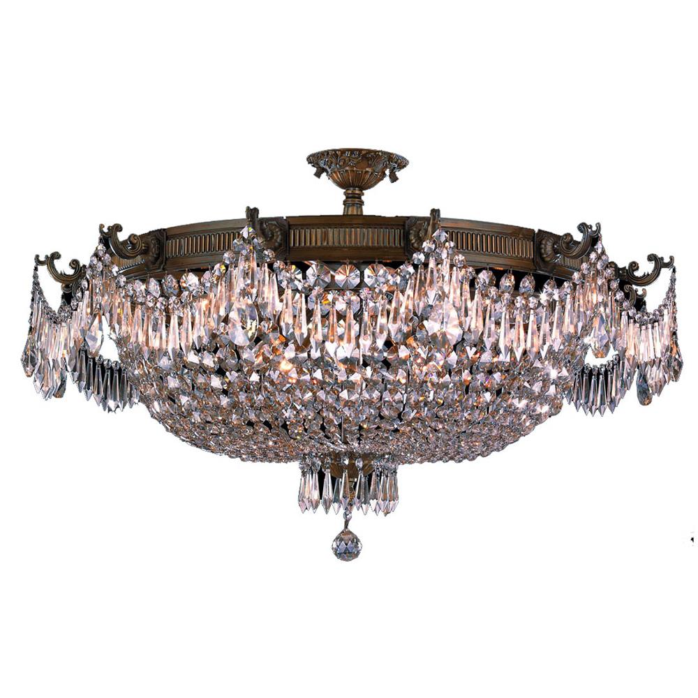 Winchester Collection 12 Light Antique Bronze Finish and Clear Crystal Semi Flush Mount Ceiling Light 36