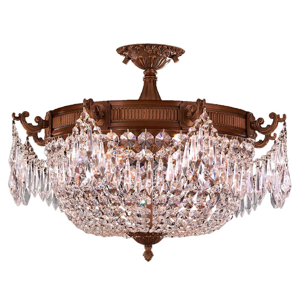 Winchester Collection 3 Light French Gold Finish and Clear Crystal Semi Flush Mount Ceiling Light 20