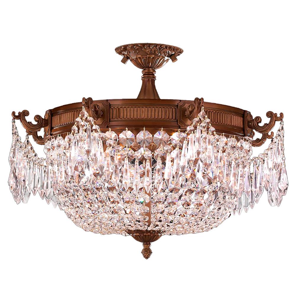 Winchester Collection 4 Light French Gold Finish and Clear Crystal Semi Flush Mount Ceiling Light 24