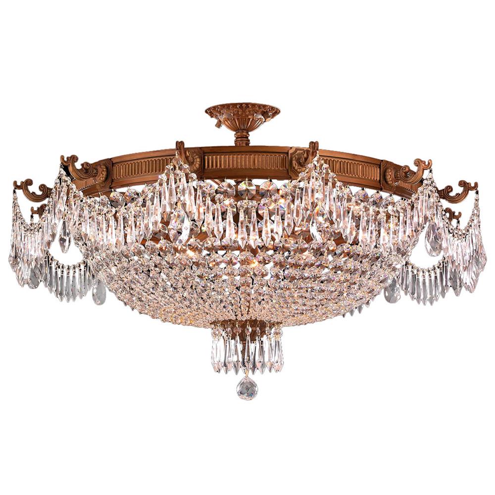 Winchester Collection 12 Light French Gold Finish and Clear Crystal Semi Flush Mount Ceiling Light 36