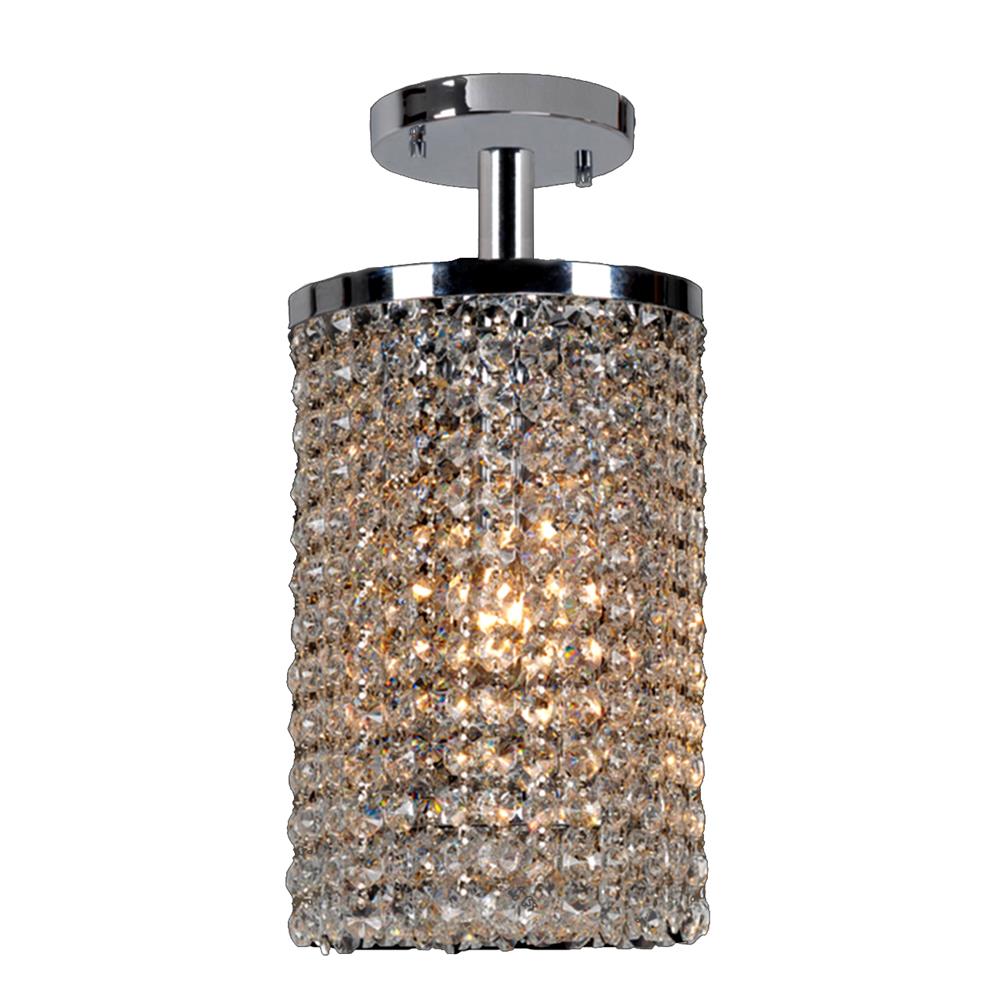 Prism Collection 1 Light Chrome Finish Crystal String Semi Flush Mount Ceiling Light 6" D x 10" H Round Small