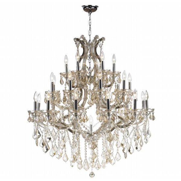 Maria Theresa Collection 28 Light Chrome Finish and Golden Teak Crystal Chandelier 38