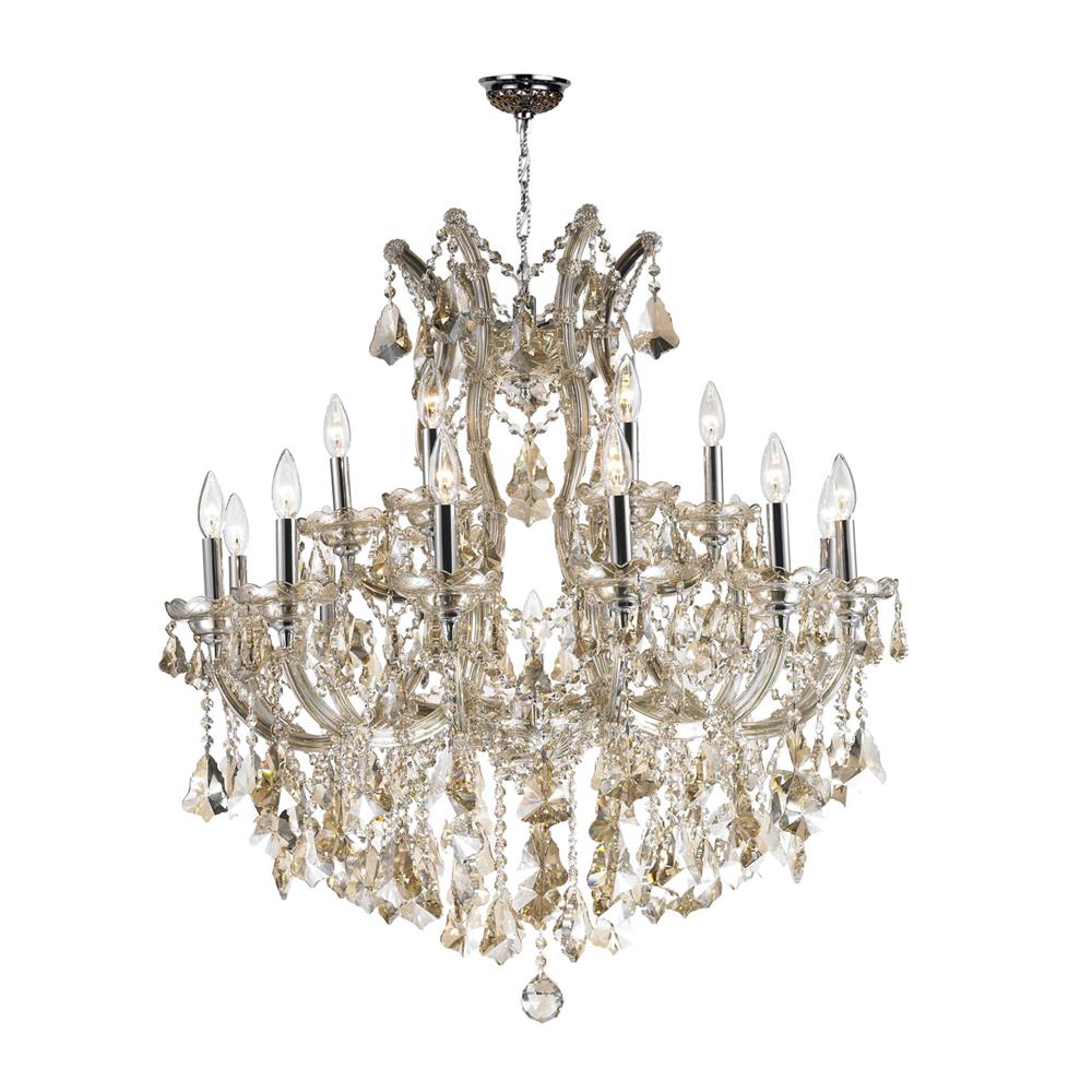 Maria Theresa Collection 19 Light Chrome Finish and Golden Teak Crystal Chandelier 30