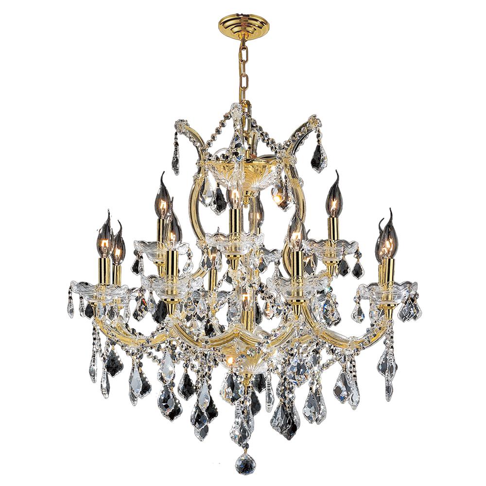 Maria Theresa Collection 13 Light Gold Finish and Clear Crystal Chandelier 27