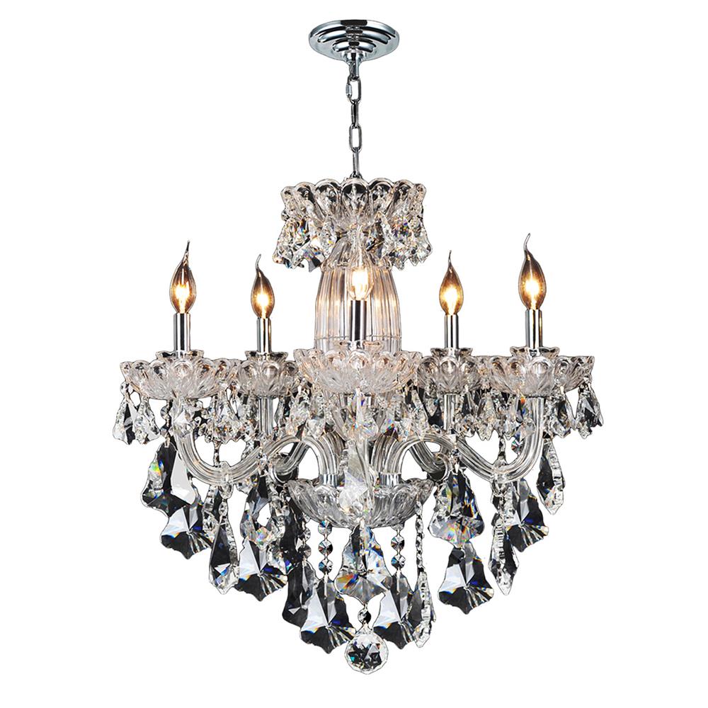Olde World Collection 5 Light Chrome Finish Crystal Chandelier 25