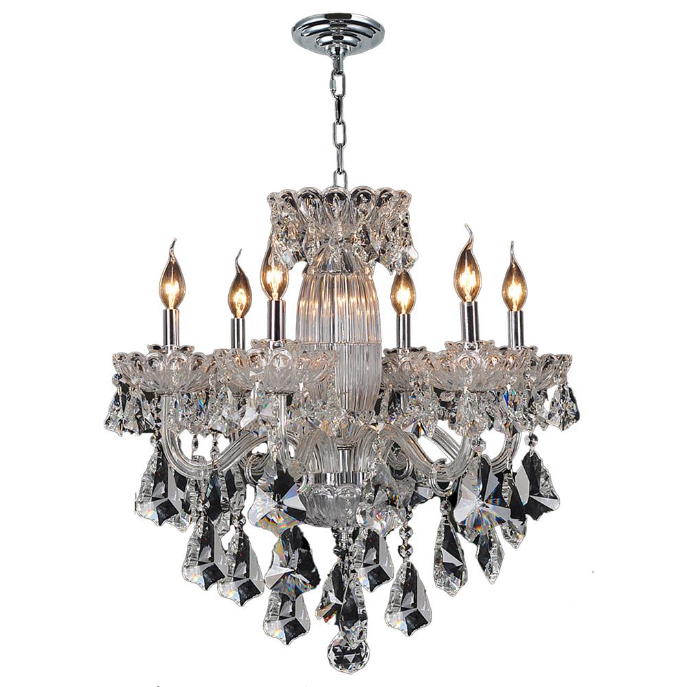 Olde World Collection 6 Light Chrome Finish Crystal Chandelier 25" D x 25" H Large