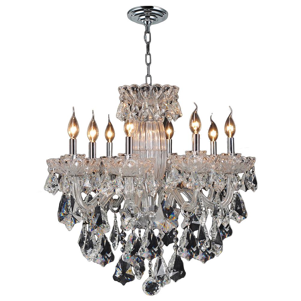 Olde World Collection 8 Light Chrome Finish Crystal Chandelier 25" D x 25" H Large