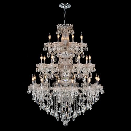 Olde World Collection 23 Light Chrome Finish Crystal Chandelier 42" D x 56" H Three 3 Tier Large