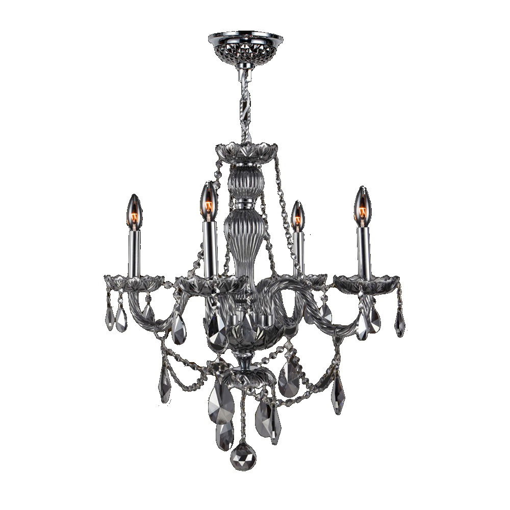 Provence Collection 4 Light Chrome Finish and Smoke Crystal Chandelier 23
