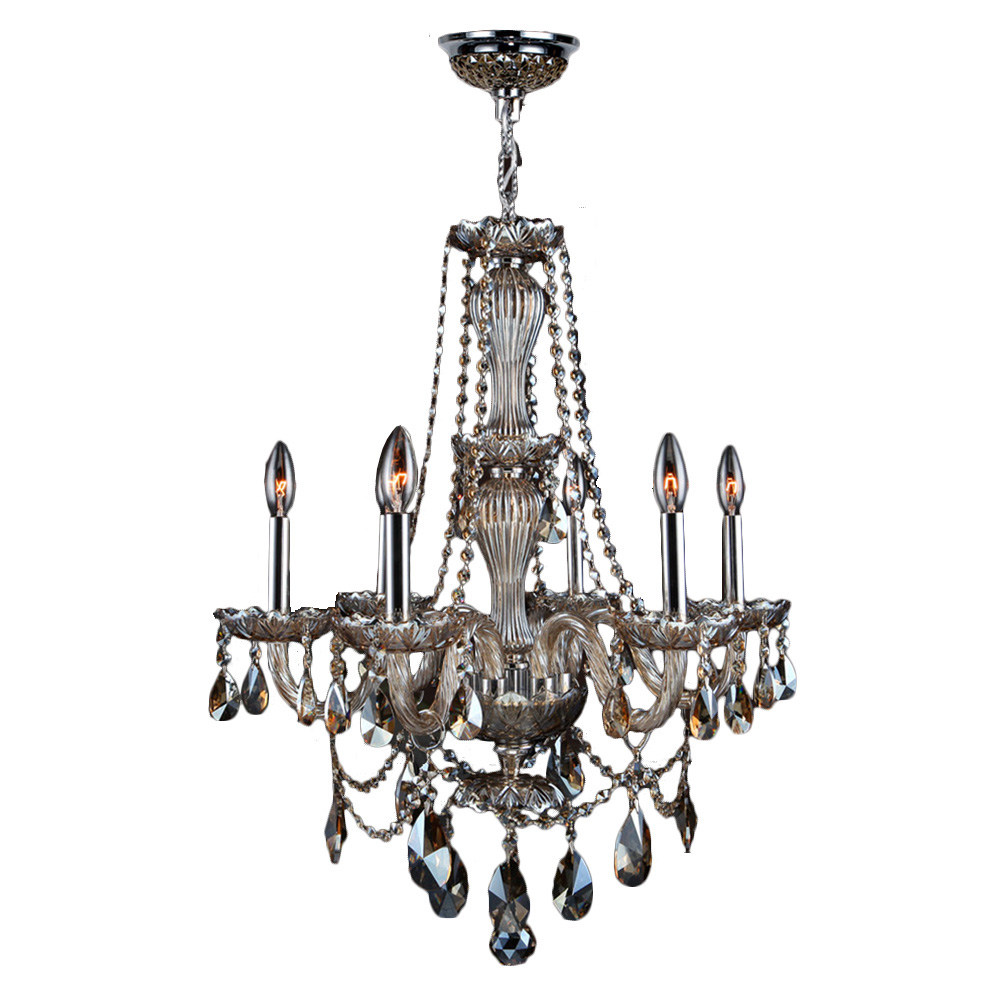 Provence Collection 6 Light Chrome Finish and Golden Teak Crystal Chandelier 23