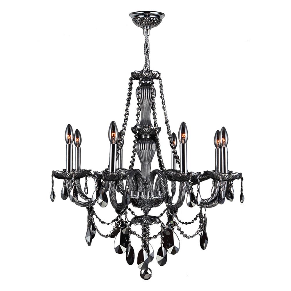 Provence Collection 8 Light Chrome Finish and Smoke Crystal Chandelier 28