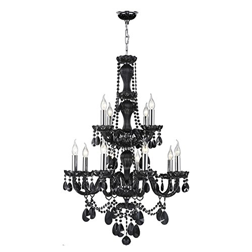Provence Collection 12 Light Chrome Finish and Black Crystal Chandelier 28