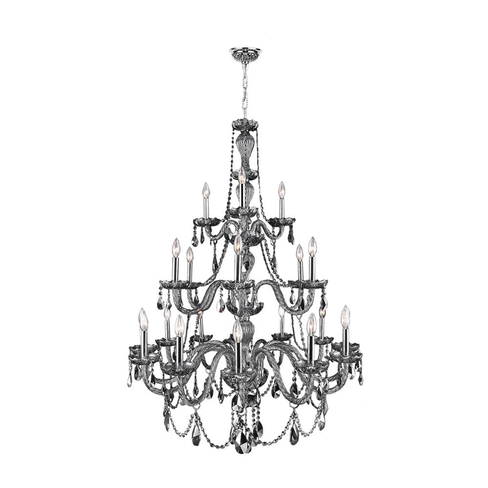 Provence Collection 21 Light Chrome Finish and Chrome Crystal Chandelier 38" D x 54" H Three 3 Tier Large