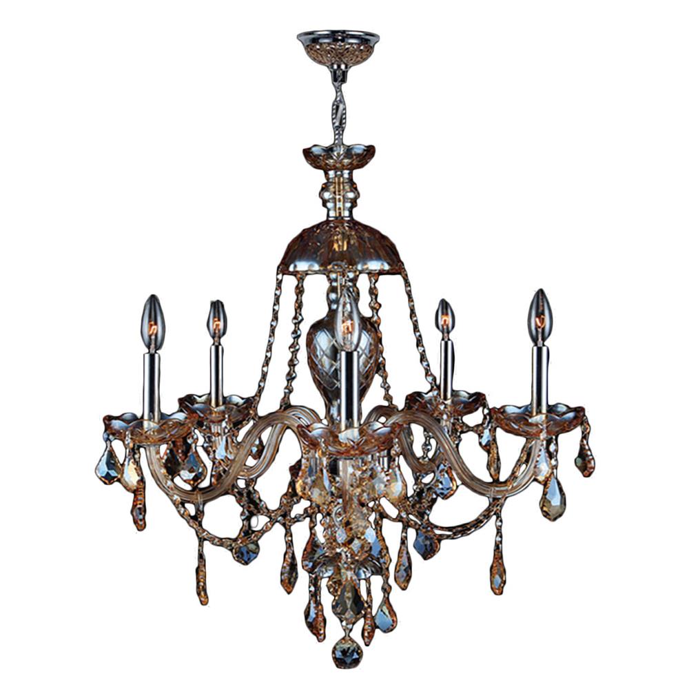 Provence Collection 5 Light Chrome Finish and Amber Crystal Chandelier 25