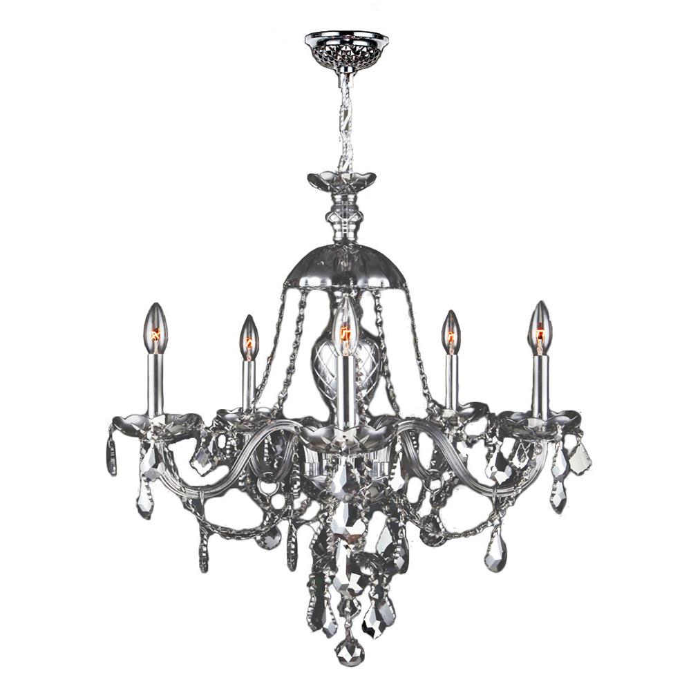 Provence Collection 5 Light Chrome Finish and Chrome Crystal Chandelier 25