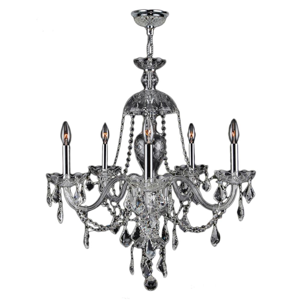 Provence Collection 5 Light Chrome Finish and Clear Crystal Chandelier 25