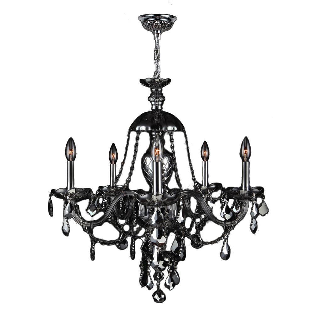 Provence Collection 5 Light Chrome Finish and Smoke Crystal Chandelier 25" D x 28" H Large