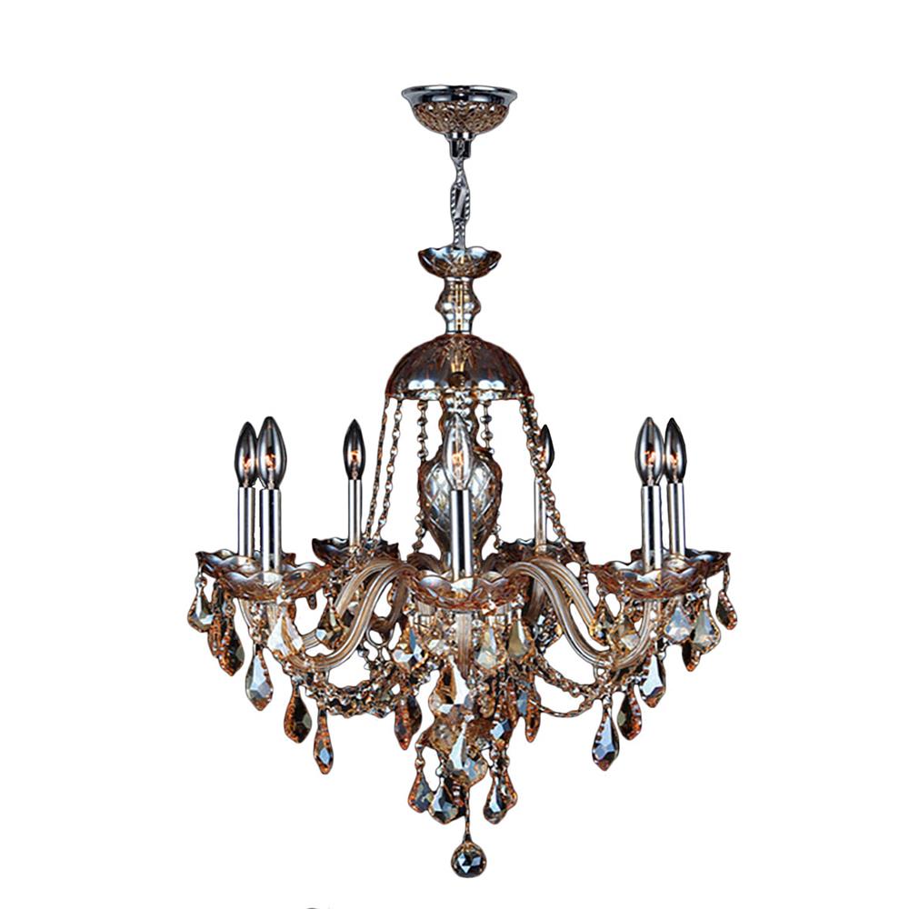 Provence Collection 7 Light Chrome Finish and Amber Crystal Chandelier 26" D x 28" H Large