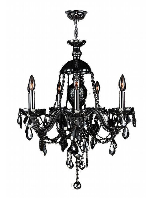 Provence Collection 7 Light Chrome Finish and Black Crystal Chandelier 26" D x 28" H Large