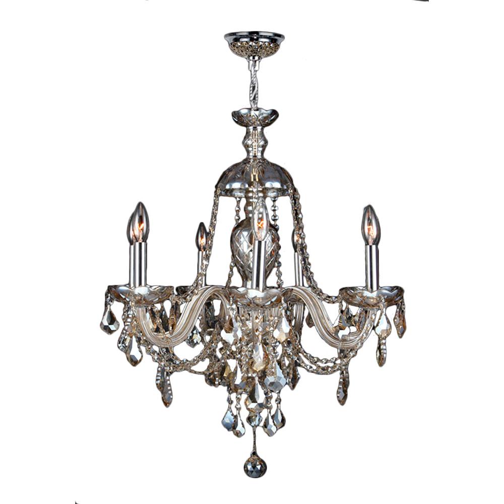 Provence Collection 7 Light Chrome Finish and Golden Teak Crystal Chandelier 26" D x 28" H Large