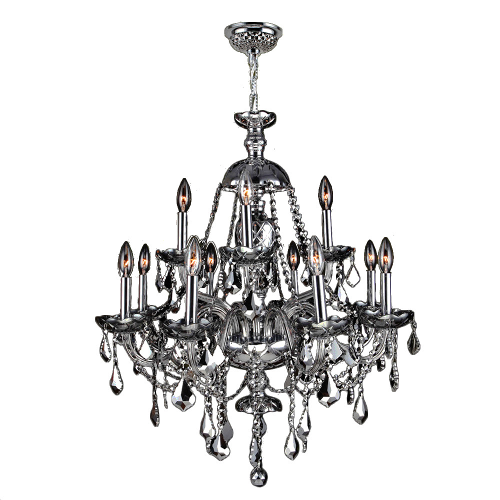 Provence Collection 12 Light Chrome Finish and Chrome Crystal Chandelier 28" D x 31" H Two 2 Tier Large