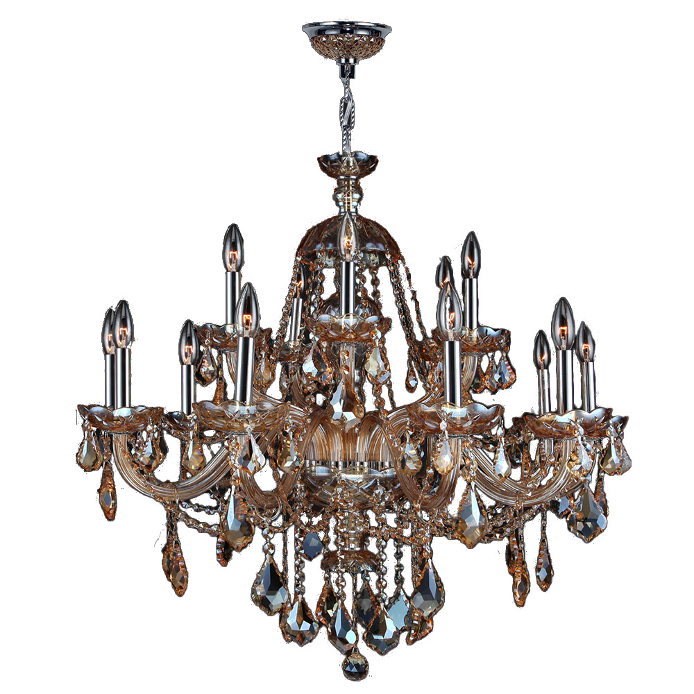 Provence Collection 15 Light Chrome Finish and Amber Crystal Chandelier 35