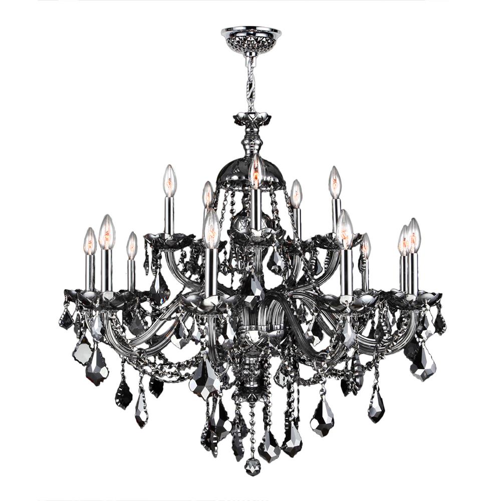 Provence Collection 15 Light Chrome Finish and Smoke Crystal Chandelier 35" D x 31" H Two 2 Tier Large