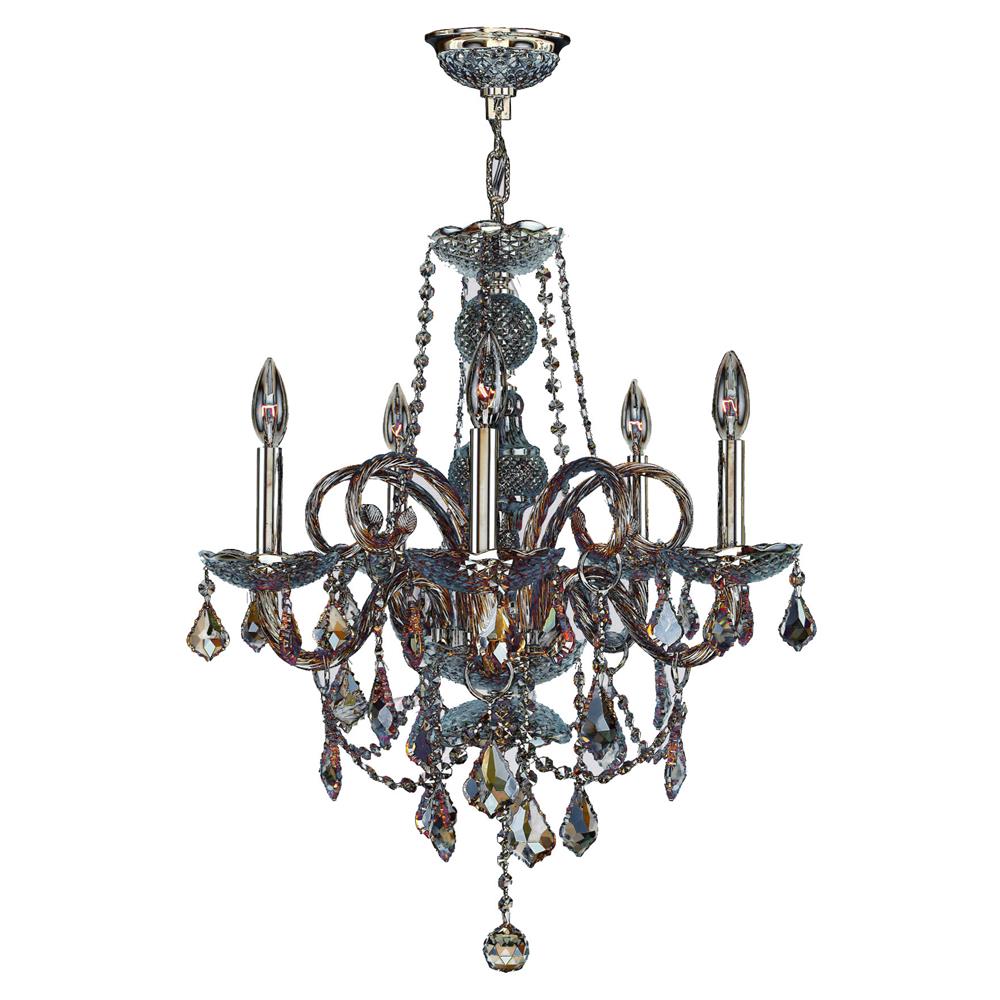 Provence Collection 5 Light Chrome Finish and Amber Crystal Chandelier 20" D x 22" H Medium