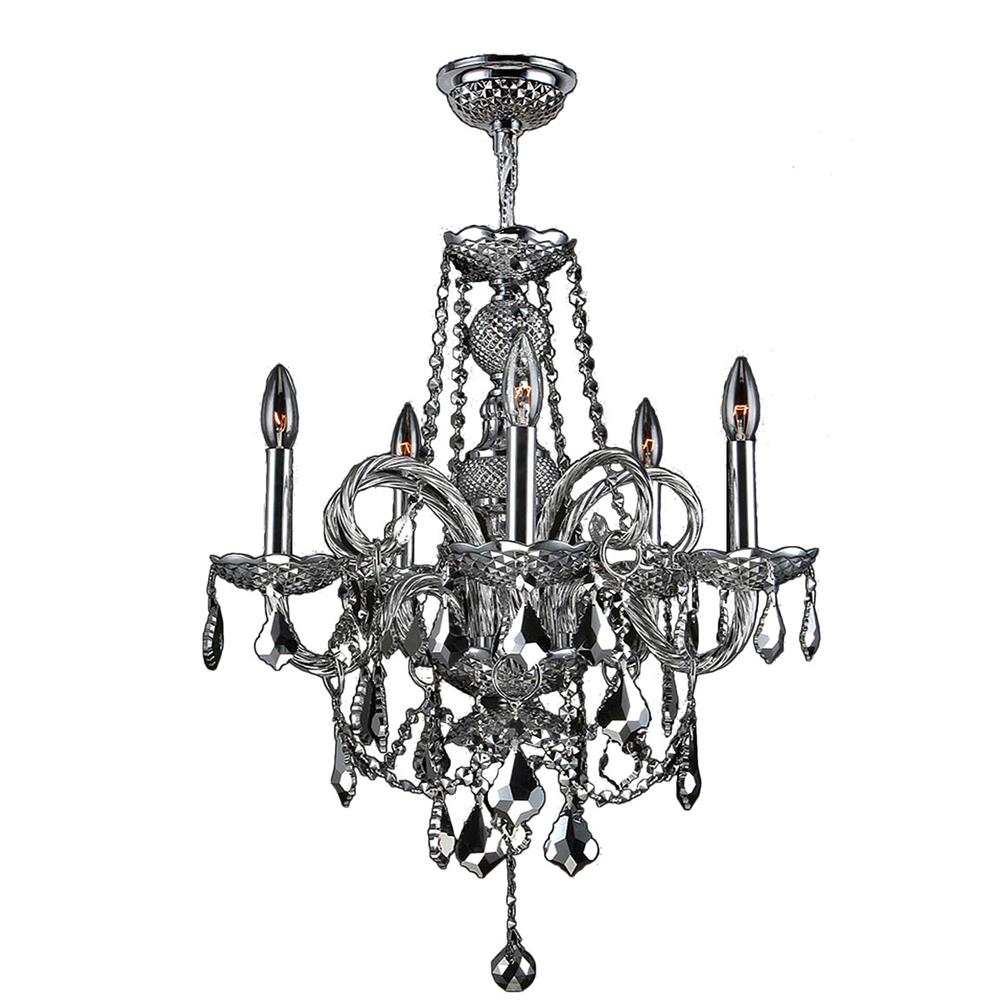 Provence Collection 5 Light Chrome Finish and Chrome Crystal Chandelier 20" D x 22" H Medium