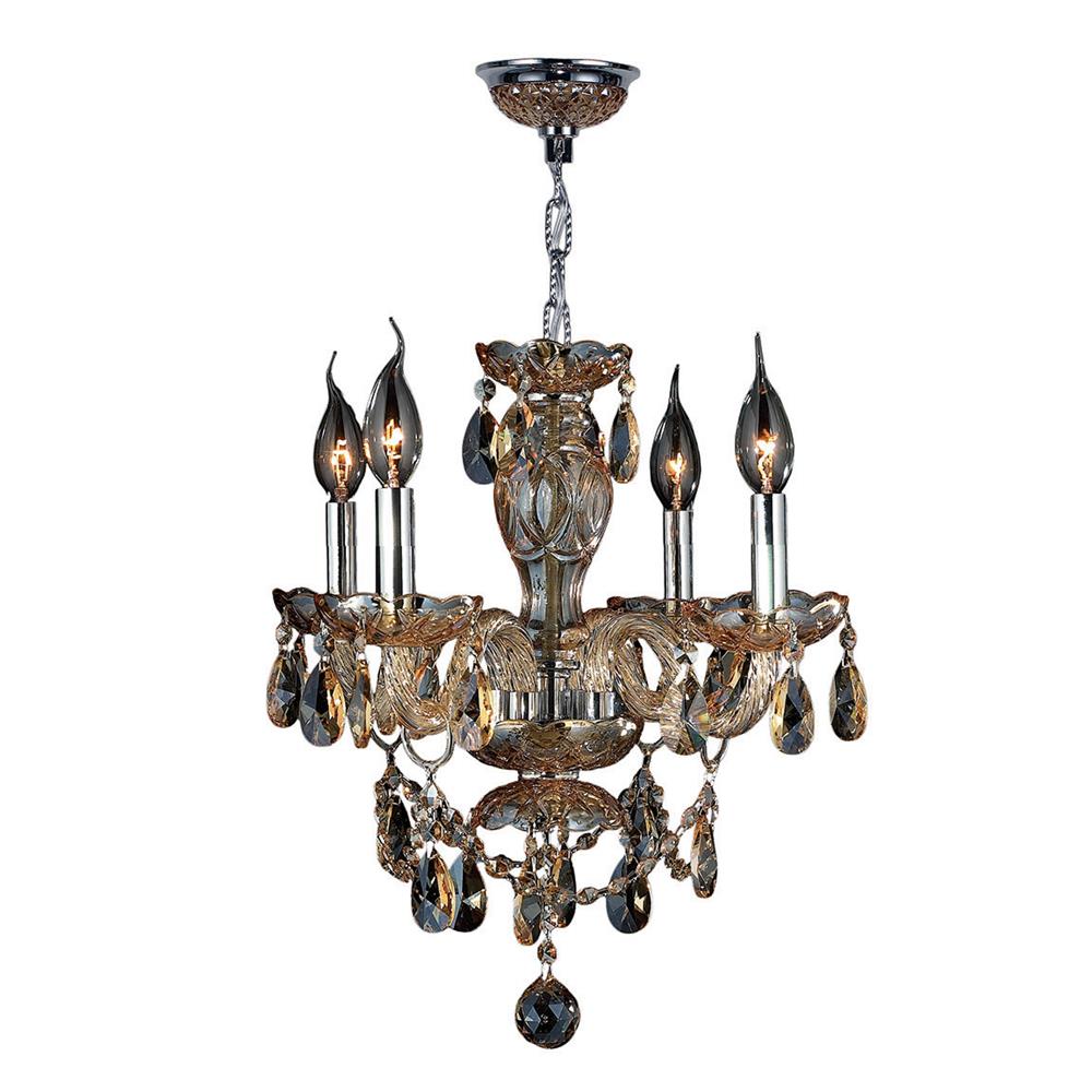 Provence Collection 4 Light Chrome Finish and Amber Crystal Chandelier 17" D x 18" H Medium